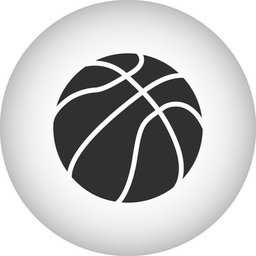 Basketball ball simple icon on round  background