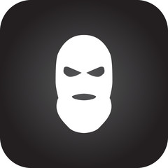 Balaclava terrorist military mask simple icon on square  background