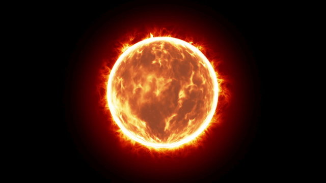 3d Sun burning in space