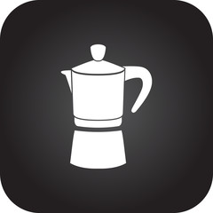 Moka pot simple icon on square  background