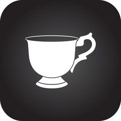 Coffee tea cup simple icon on square background