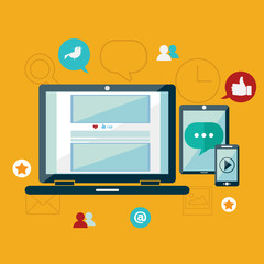 Web and mobile phone services and apps. Icons for web design development, web page design layouts, various devices.