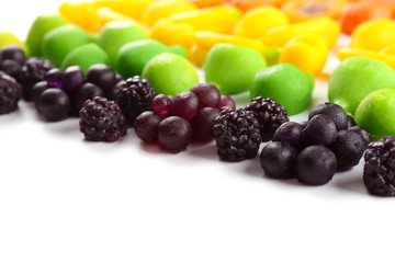 Fruit candies isolated on white