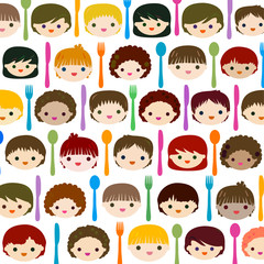 menu kids faces background