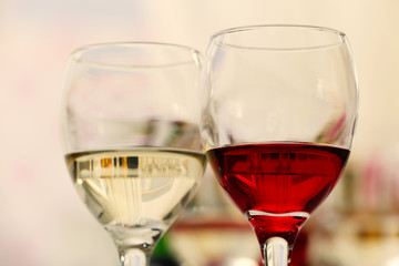 Glasses with different kind of wine, closeup