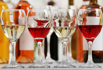 Glasses with different kind of wine