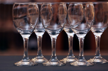 Empty wineglasses closeup