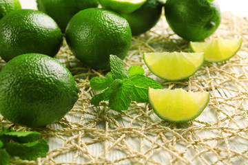 Fresh limes, closeup
