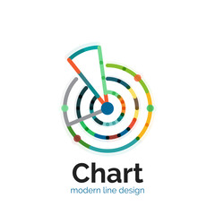 Thin line chart logo design. Graph icon modern colorful flat style