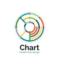 Thin line chart logo design. Graph icon modern colorful flat style