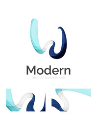 Abstract 3d swirl ribbon logo template with business card corporate identity design