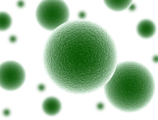 Green virus cell isolated on white background