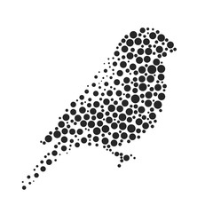 Bird silhouette consisting of  circle.