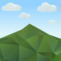 Green mountain, nature geometric triangular.
