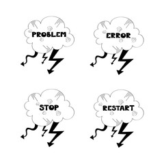 Technical troubleshooting and support from the cloud, vector illustration