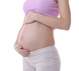 Pregnant woman, isolated on white