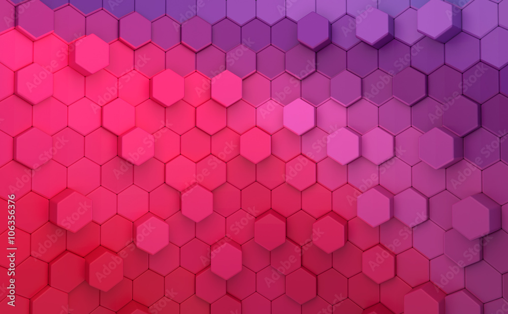 Wall mural Abstract of hexagons random level color background. 