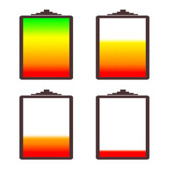 battery charge levels illustration with white background