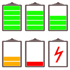 battery charge levels illustration with white background
