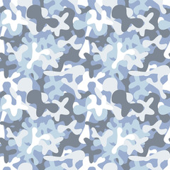 Military camouflage seamless pattern to disguise in snow