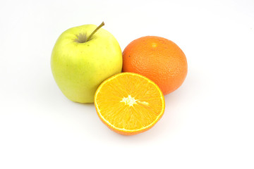 Naklejka na ściany i meble fruits mandarin and apple 