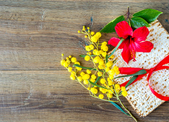 Passover matzoh for Jewish Passover celebration.