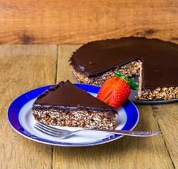 Matzoh cake for Jewish holiday Pesach celebration. Selective focus.