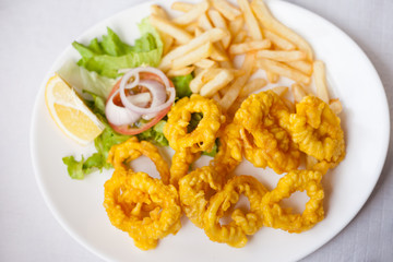 Roman style squid with fries