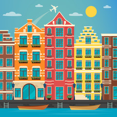Naklejka premium European City. Urban Scene. European Architecture. Vintage House
