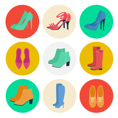 Women’s Shoes. Women’s Fashion. Seasonal Shoes. Icons Set