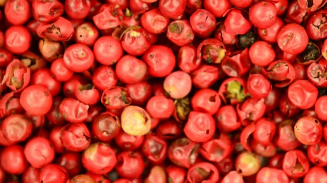 Rosa Pfeffer auf einem Drehteller