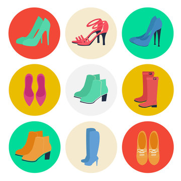 Women&rsquo;s Shoes. Women&rsquo;s Fashion. Seasonal Shoes. Icons Set