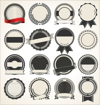 Blank retro vintage badges and labels