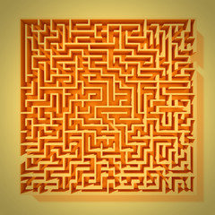 orange vintage 3d maze structure with vignette