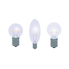 the set of light bulbs isolated on white background