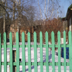 Green Wooden Fence