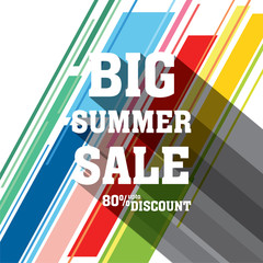 colorful big summer sale banner design by colorful stripes vector