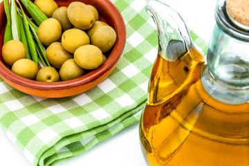 Green olives and olive oil