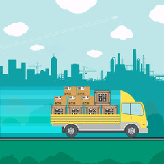 Truck transporting containers