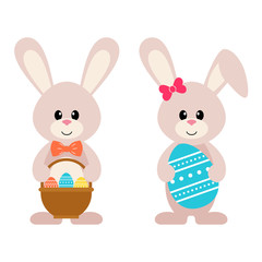 Obraz na płótnie Canvas easter bunny with a basket and egg