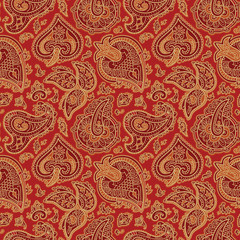 Seamless Paisley Pattern.
Hand drawn seamlessly repeating ornamental wallpaper or textile pattern with Paisley motives in vector format.
