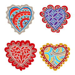 Abstract hand drawn doodle hearts decoration set for Valentine`s