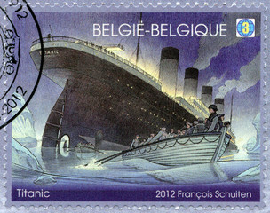 BELGIUM - 2012: shows Titanic,Titanic Centenary 1912-2012 - obrazy, fototapety, plakaty