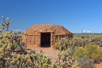 hogan, traditional dwelling of the Navajo people - obrazy, fototapety, plakaty