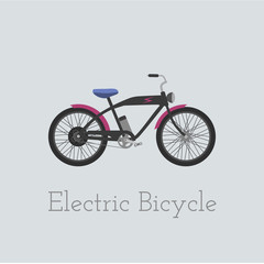 Vector electric bicycle illustration. Electric bicycle isolated on white background. Bike vector. Electric-bicycle moto bike illustration. Bike isolated vector