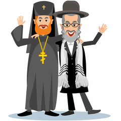 Jew-Rabbi with ortodox priest