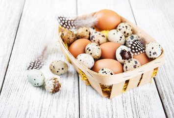 basket with fresh eggs