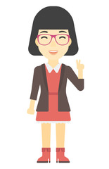 Woman showing a sign of peace.