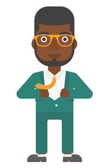 Man taking off jacket.