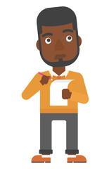 Man with shopping list. 